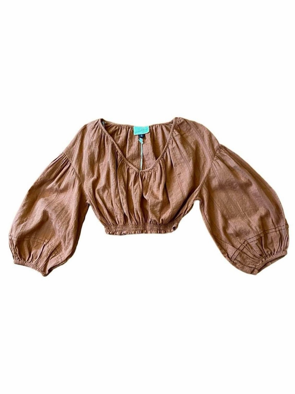 Universal Thread Brown Peasant Puff Sleeve Blouse XS NWT